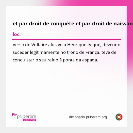 Significado de et par droit de conquête et par droit de naissance